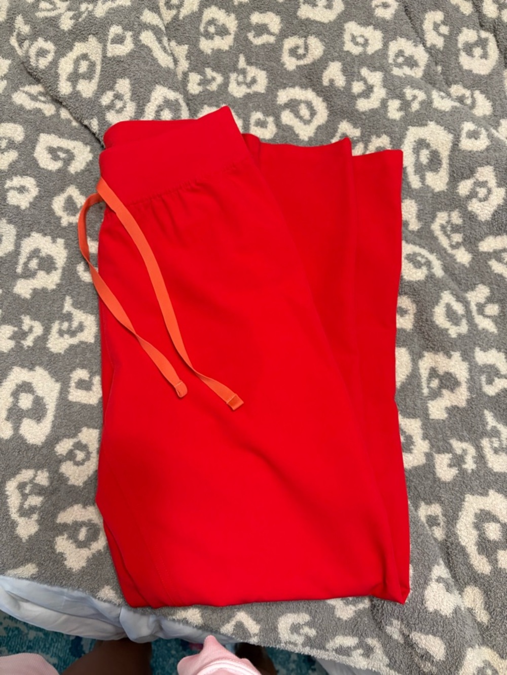 Figs Women's Livingston Red Pants with Orange Drawstring